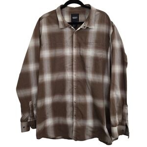 5.11 Tactical Shirt Men 2XL Brown Plaid Long Sleeve Snap Front RAPIDraw Cotton
